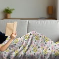 thumbnail image 3 of Floral Soft Flannel Fleece Throw Blanket, Leafy Design in Pastel Tones Polka Dots Flowers Brush Dashes Strokes Blossoming, Cozy Plush for Indoor and Outdoor Use, 70" x 90", Multicolor, by Ambesonne, 3 of 5