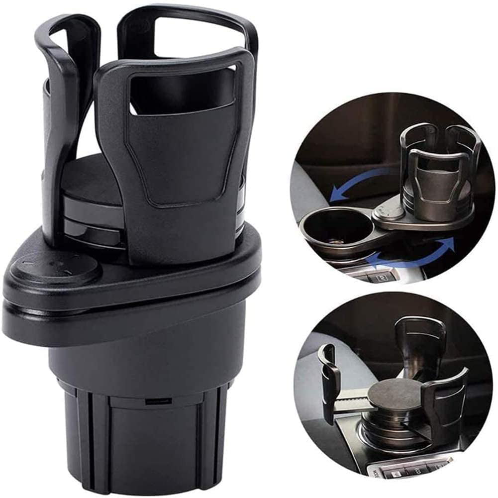 2 in 1 Double Cup Holder Extender Storage Device A Vehicle with 360°Rotating and Adjustable Base Can Accommodate Coffee Beverage Bottles Up to 17oz-20 Oz Car Cup Holder Extender Adapter 