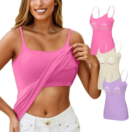 Nokdvo 3PC Yoga Racerback Tank Top for Women with Built in Bra Women s Padded Sports Bra Fitness Workout Running Shirts XL