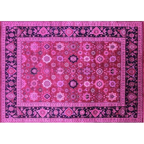 Ahgly Company Indoor Rectangle Oriental Pink Industrial Area Rugs, 8' x 12'