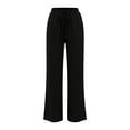 thumbnail image 4 of Workout Casual Pants for Women Textured Elastic High Waisted Wide Leg Pants With Flared Design And Elegant Temperament Commuting Casual Pants Pants M, 4 of 6