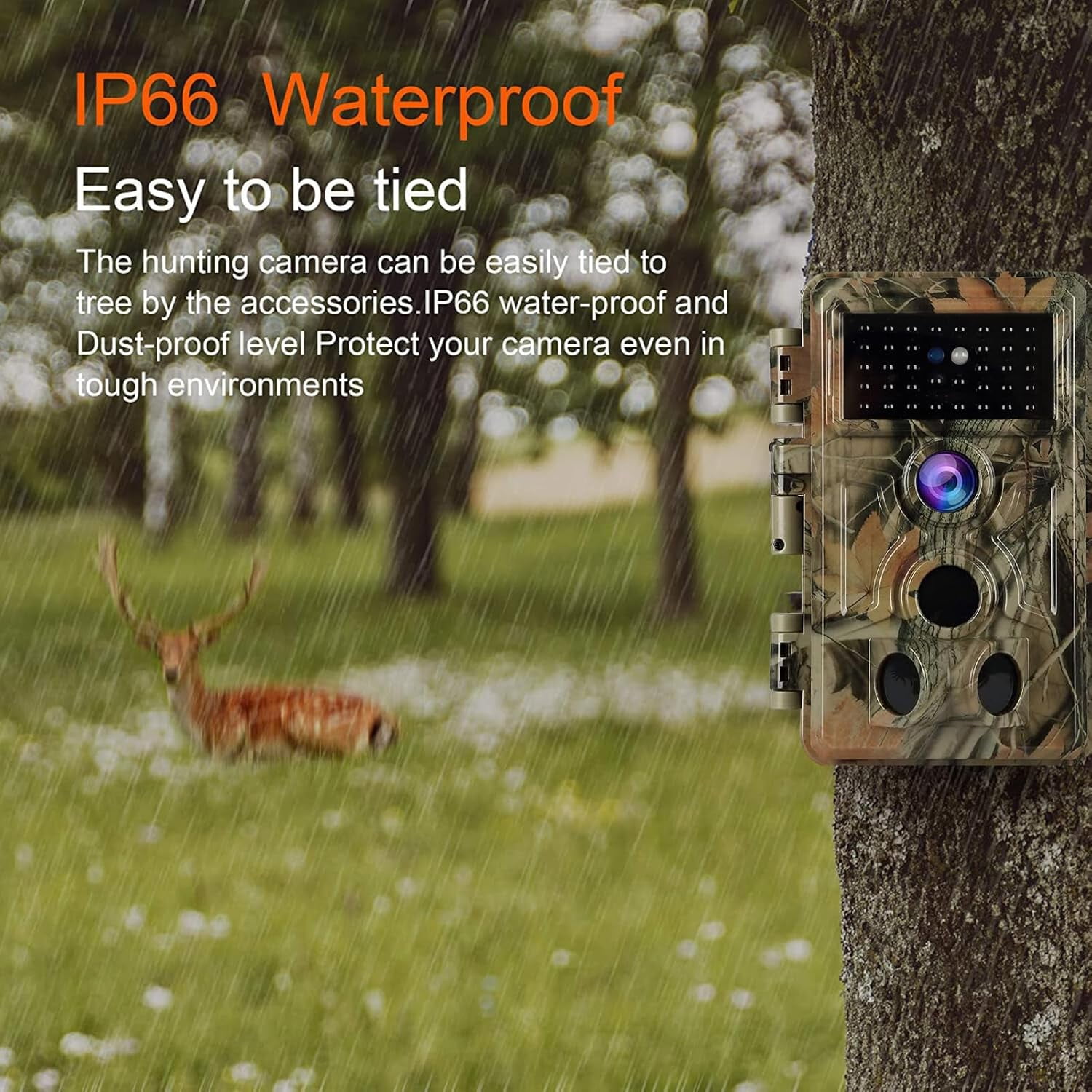 2-Pack 64MP Trail Cameras with 1296P HD Video, Night Vision No Glow, 0.1S Motion Activation, IP66 Waterproof - Ideal for Outdoor Wildlife Hunting & Home Security Surveillance-Brown
