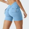 thumbnail image 3 of Women Scrunch Workout Shorts with Pockets - Lifting Booty V Back Athletic Gym Yoga Shorts, 75% Nylon 25% Spandex, True to Size, 3 of 5