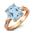thumbnail image 2 of 925 Sterling Silver Rose Vermeil 9X7mm Cushion Blue Topaz Solitaire Women Mother's Day Gift Ring, 2 of 3
