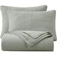 thumbnail image 6 of Chezmoi Collection Motley 3-Piece Geometric Embroidered Patchwork Pre-Washed Cotton Quilt Set, 6 of 8