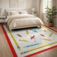 thumbnail image 3 of ODIKA 8'x10' Washable Area Rug Non-Slip Chair-Friendly Mat Classroom Pencil Schoolgirl Tossed Polka Dot School Abstract for Dining Room, Large Office, Lounge, 3 of 7