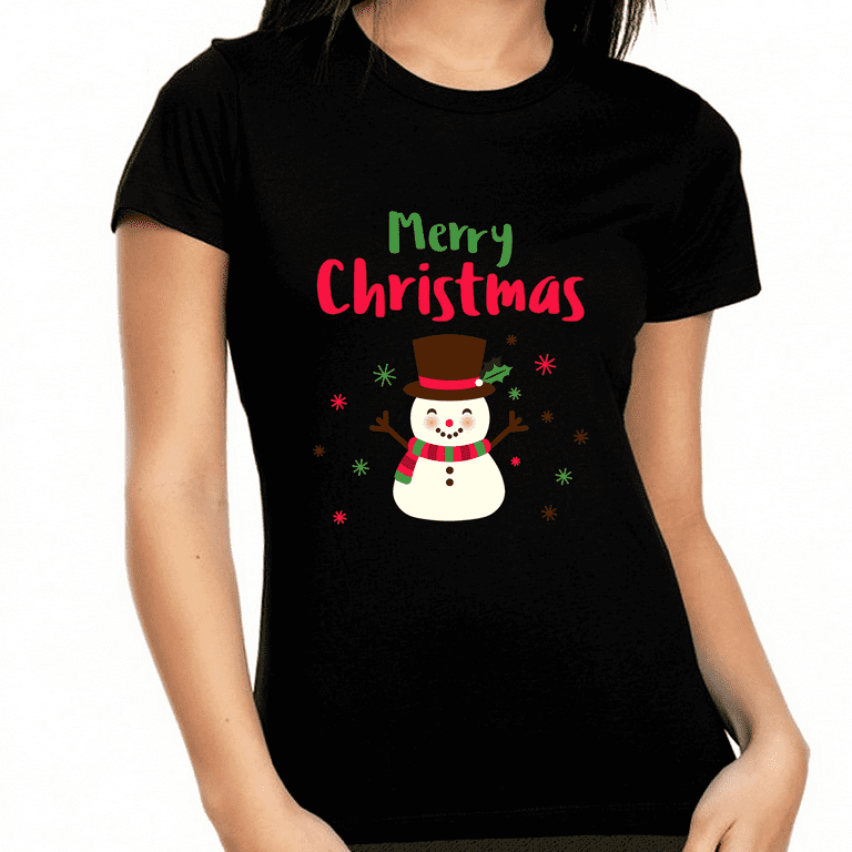 Fire Fit Designs Snowman Funny Christmas Shirts for Women Cute Womens Christmas Pajamas for Family Christmas Shirt, Women's, Size: Medium, Black