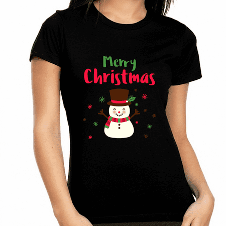 

Snowman Funny Christmas Shirts for Women Cute Womens Christmas Pajamas for Family Christmas Shirt