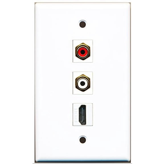 RiteAV - 1 Port HDMI and 1 Port RCA Red and 1 Port RCA White Wall Plate