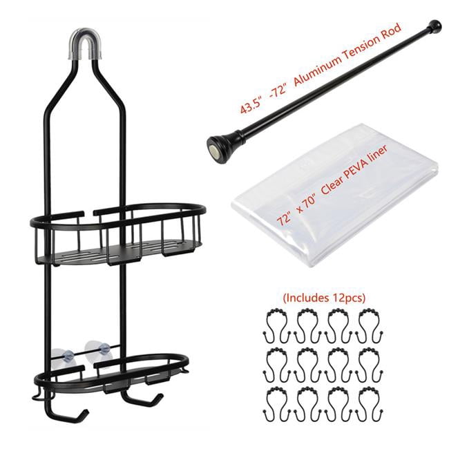 Utopia Alley SHCF13BK Rustproof Aluminum Shower Caddy for Shower Heads, Matte Black Finish