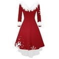 thumbnail image 5 of Dresses for Women Christmas Print V Neck Fringed Long Sleeved Fashion Casual Dress, 5 of 5