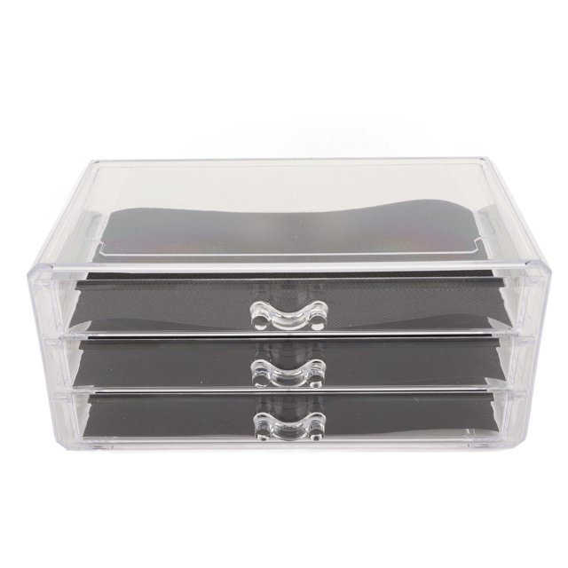 Acrílico Transparente De 3 Cajones, Almohadillas Negras Extraíbles, Organizador De Maquillaje De 3 Cajones Para El Hogar ANGGREK Acrylic Makeup Organizer Drawers