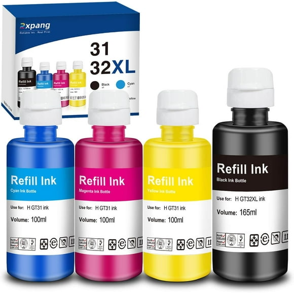UTAH-Compatible with HP 31 32XL Ink Bottle Set for Smart Tank 7301 7001 7602 5101 5102 6001 Plus 651 551 All-in-One Printer (165ML Black, 100ML CMY)