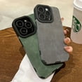 thumbnail image 2 of Fashion Matte Leather Silicone Case For iPhone 14 Plus 12 13 Mini 11 15 Pro Max 7 8 SE XR X XS Lens Protection Shockproof Cover Green For iPhone13 Pro Max, 2 of 5