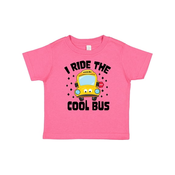 Inktastic I Ride the Cool Bus with Yellow Bus Boys or Girls Baby T-Shirt