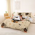 thumbnail image 3 of Homewish Cartoon Halloween Cat Bedding,Witch Hat Pumpkin Bat Pattern Duvet Cover Full,Halloween Reversible,3 Pieces,1 Duvet Cover and 2 Pillowcases, 3 of 6
