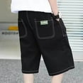 thumbnail image 4 of YUSIM Boys Capris with Pockets- Baggy Elastic Waist Stretch Casual Kids Cargo Shorts Black Size 14, 4 of 6