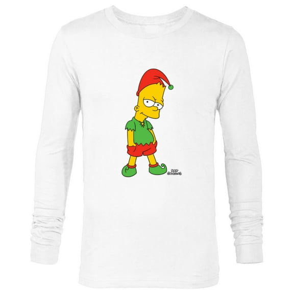 The Simpsons Bart Simpson Elf Bart Holiday - Long Sleeve T-Shirt for Men – Customized-White