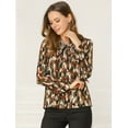 thumbnail image 2 of Blusa con cuello en V y lazo floral para mujer, camisa de manga larga con volantes y trompeta vintage, top ejercito verde XL, 2 of 6
