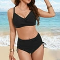 thumbnail image 5 of Linfrsh Women's Tummy Control Bikini Sets Twist Front Swimsuits High Waisted Bathing Suits Sexy Bikinis for Women Black,L, 5 of 7