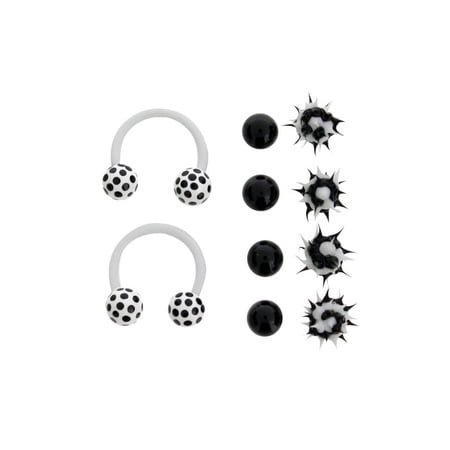 Body Jewelery Bioflex 2 Pc Horseshoe with 12 Beads Set -Wearever
