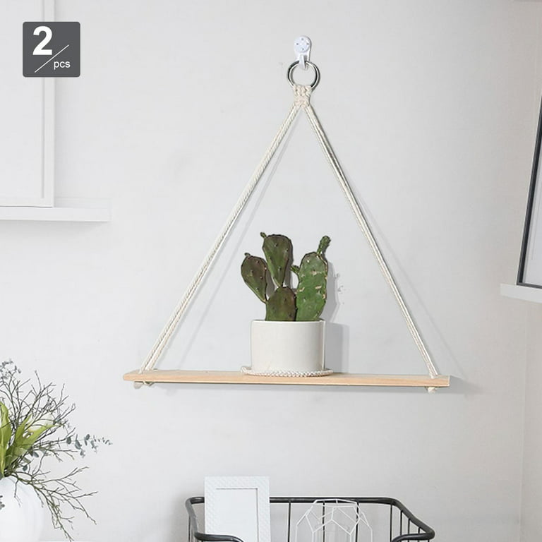 Hanging Wall Shelves Decoration Wooden Swing Hanging Rope