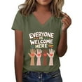 thumbnail image 2 of Shirts for Women Everyone Is Welcome Here V Neck Shirt Everyone Is Welcome Here Shirt Everyone Is Welcome Here T Shirt Funny Woman Tshirt, 2 of 5