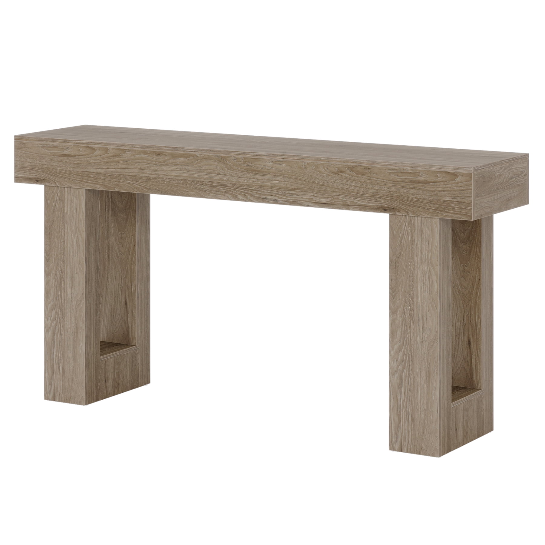 Fnova 63" Long Console Table, 2-Tier Wooden Narrow Rectangular Sofa Table Behind Couch, Farmhouse Entryway Table for Entrance, Hallway, Living Room
