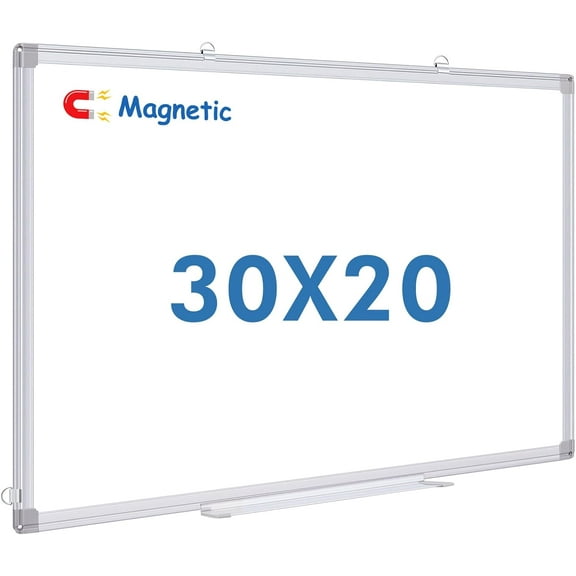 Double Sided White Board Dry Erase, 20 x 30 inch Magnetic Dry Erase Board Whiteboard for Wall, Aluminum Frame Wall-Mounted or Hanging Whiteboard Marker Board Writing Board
