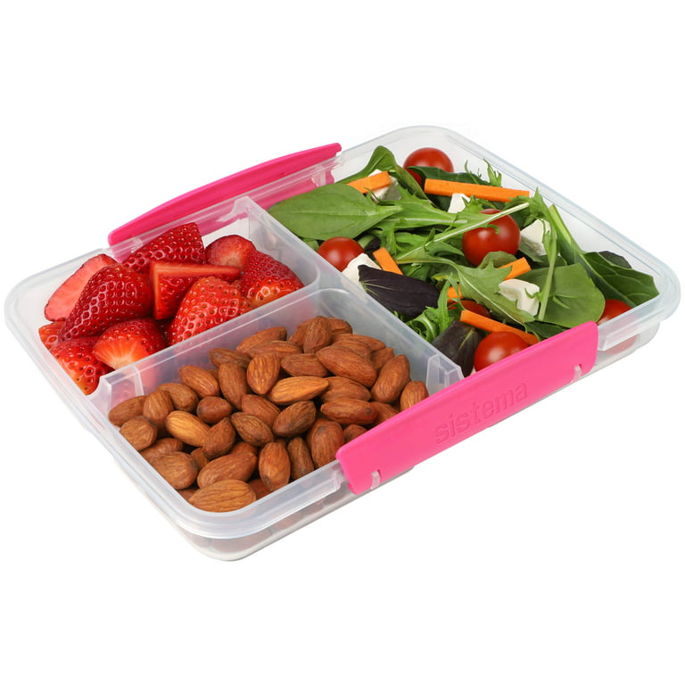 Sistema, Food Storage Container, To Go Bento Box, 6.9 cup, Plastic, Multi  Compartments Assorted Colors 