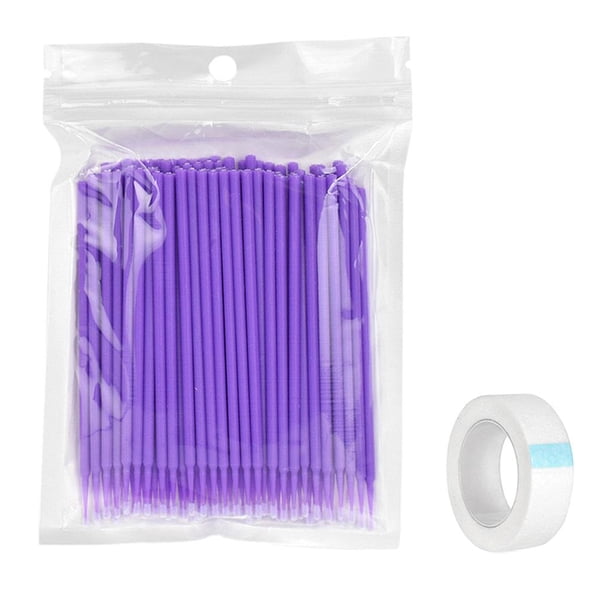 100 hisopos desechables para extensiones de pestañas y almohadillas para debajo de los ojos, morados Púrpura