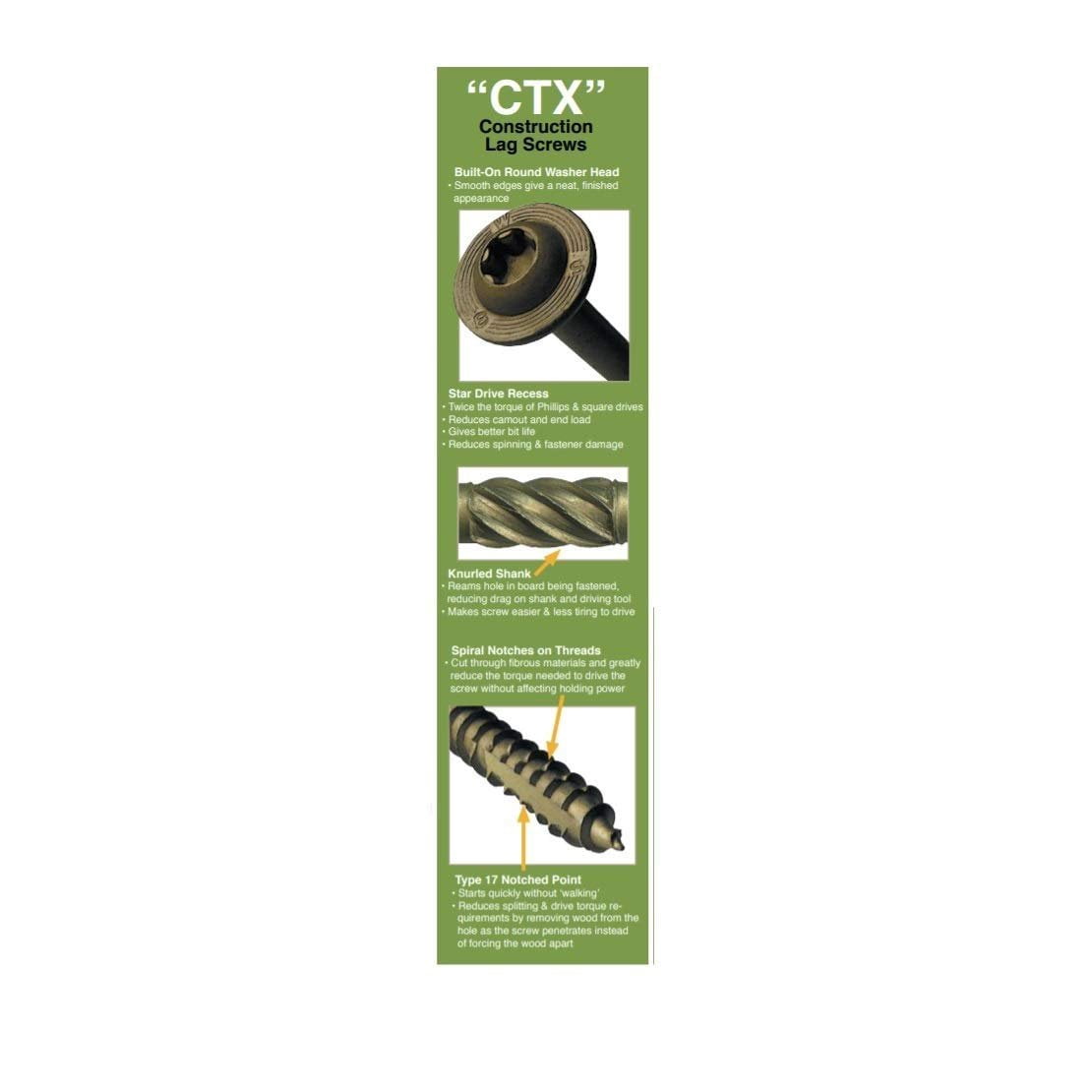 300 Count Big Timber CTX156 15 x 6" Bronze Lag Screw