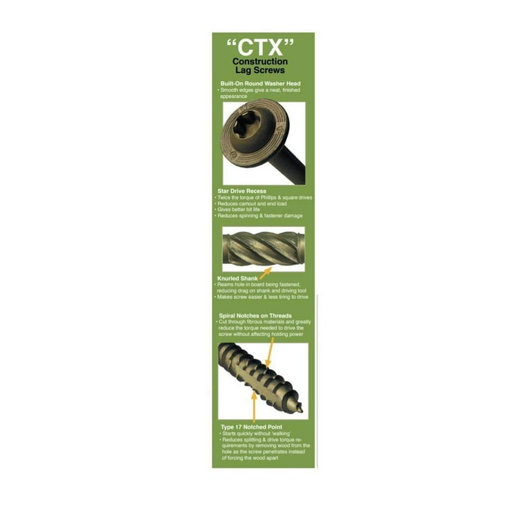 Big Timber CTX155 Bronze Lag Screws - 15 X 5, 350 Count Box, Triple Coated For Strength