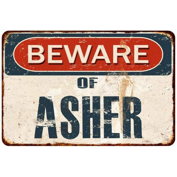 Beware of ASHER Metal Sign Rusty Wall Decor 8x12 108120041232