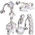 thumbnail image 1 of 4 Pcs Surgical Piercing Smoke Navel Rings for Women Titanium Belly Button Short, 1 of 6