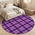 thumbnail image 2 of Round Area Rugs 6Ft, Purple Checkered Non-Slip Washable Circle Rugs Carpet, Modern Farmhouse Purple Buffalo Plaid Indoor Outdoor Rug Floor Mats Throw Runner for Bedroom Living Room Bathroom, 2 of 4