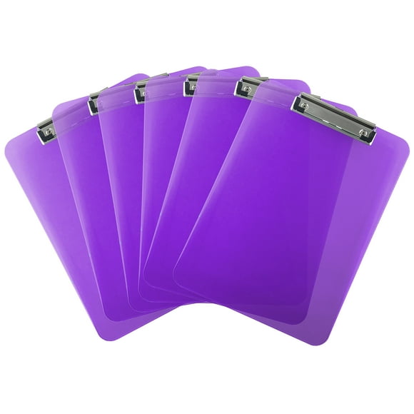 Trade Quest Presse-Papiers en Plastique Transparent Couleur Taille Lettre Profil Bas (Lot de 6) (Violet)