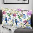 thumbnail image 3 of Spring Summer Birds Flower Throw Pillow Cover 18x18 Inch Set of 2 Hummingbirds Hydrangea Blue Floral Plant Rustic Farmhouse Decoration Pillows Cushion Case for Sofa Couch, 3 of 6