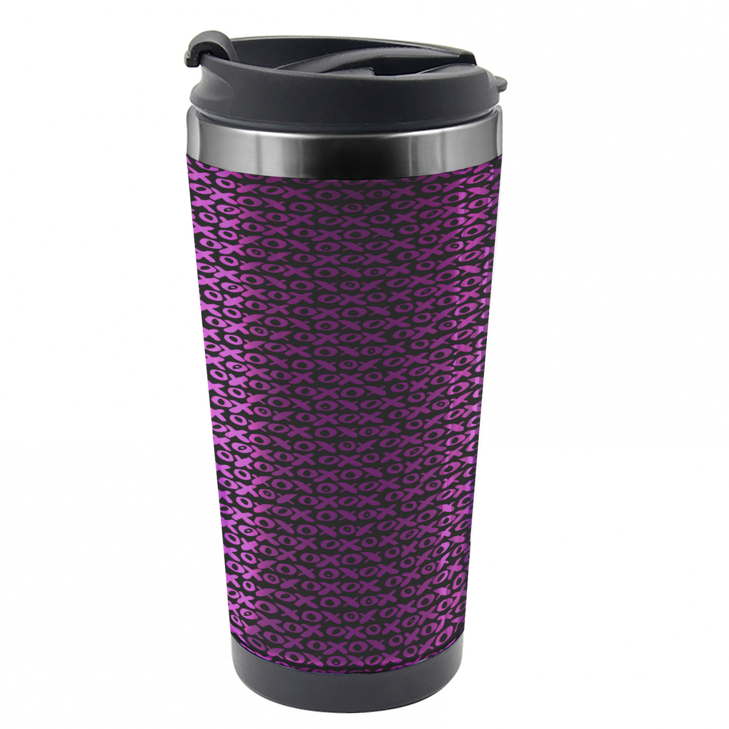 Abstract Travel Mug Retro Funky Xoxo Lettering Steel Thermal Cup 16 Oz By Ambesonne Walmart Com Walmart Com