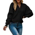 thumbnail image 1 of Gibobby Suéter de invierno para mujer Suéter de punto de manga larga con en la espalda y cuello en V de Color sólido para mujer de otoño e invierno(Negro,M), 1 of 4