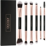 Docolor 12-in-6 Dual-Ended Makeup Brush Set - 6 Travel-Size Eye & Face Brushes with Case