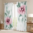 thumbnail image 2 of jejeloiu Pink Flower Floral Blackout Curtains Set of 2 (52x84 Each),Green Leaves Window Curtains,Modern Minimalsit Aesthetic Curtains and Drapes For Girls,Super Cozy Room Decor, 2 of 6