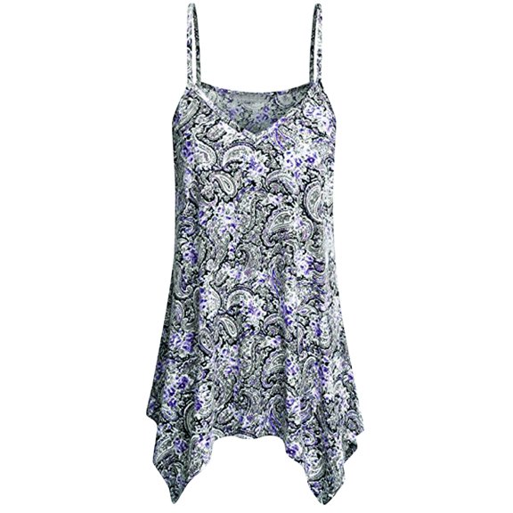 MNCEKFOD Graphic Tank Tops For Women Trendy Summer Handkerchief Hem Sleeveless Flowy Waist Tops Spaghetti Strap Long Camisole Casual Leisure Vest Womens T Shirts Grey S