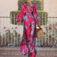 thumbnail image 5 of Qiopertar Mode Femmes Robe d'Été Décontractée Imprimée Col en V Manches Longues Robe Ample Liquidation Moins de 5$ en Solde Accès Anticipé, 5 of 5