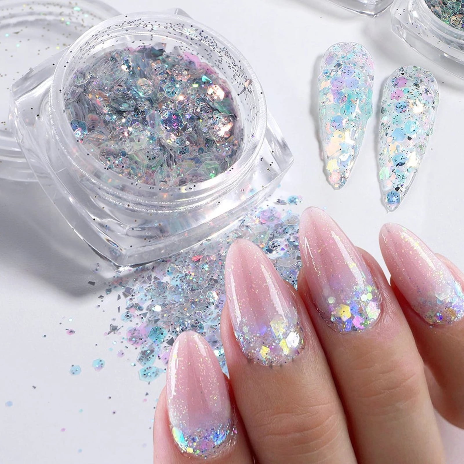 opvise 1 Set Nail Sequins Sparkling UltraThin Shining Visual Effect