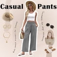 thumbnail image 6 of VDJ Womens Pants Elastic High Waisted Palazzo Casual Wide Leg Pockets Lounge Pant Light Gray Vacation Outfit Size XL, 6 of 9