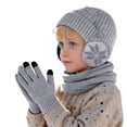 thumbnail image 5 of CPNG Kid Knitted Hat Girls Boys Earflap Beanie and Touchscreen Gloves Thermal Fleece Lined Stretchy Windproof Warm Winter Hat for Outdoor Sports, 5 of 7