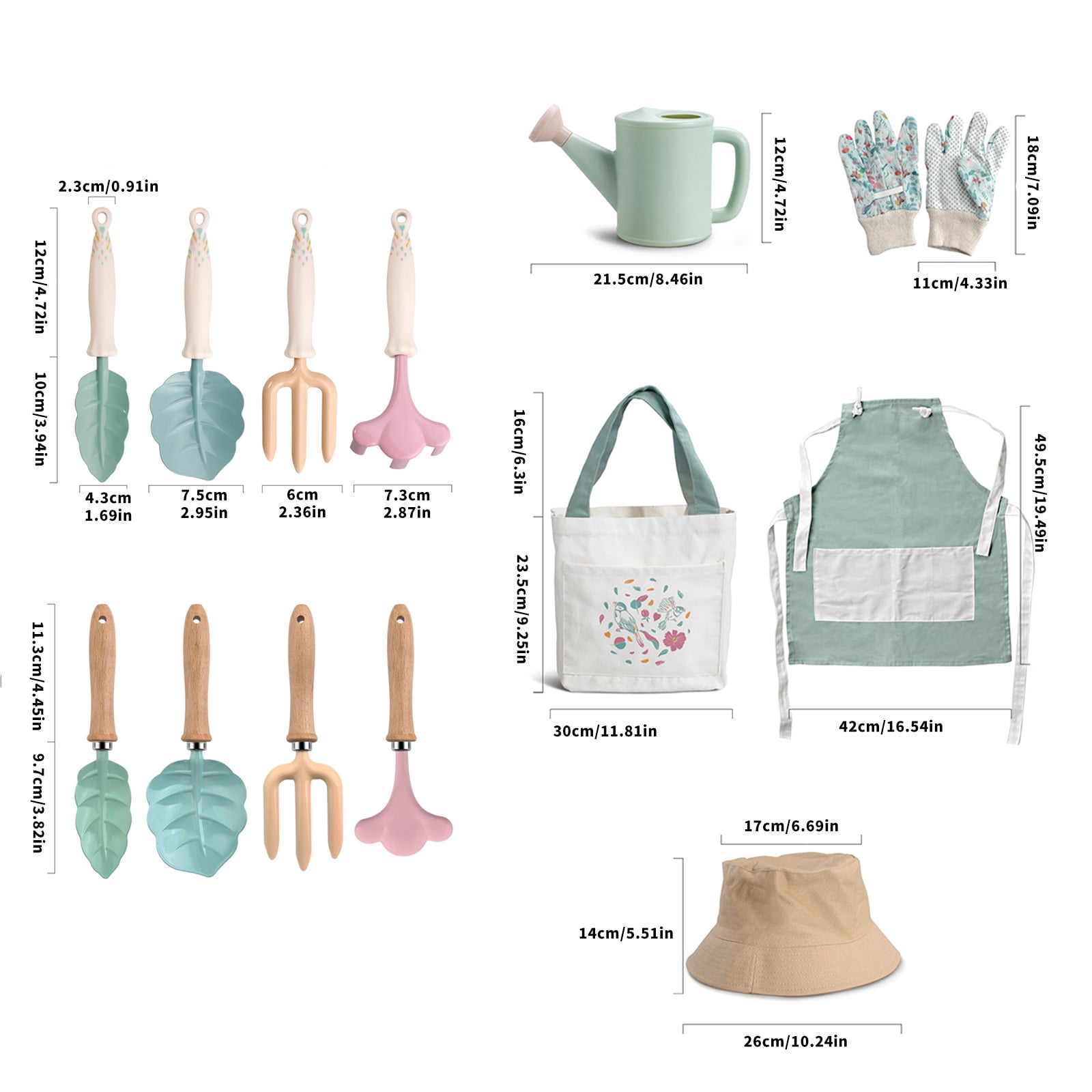 Fun And Secure Kids Gardening Equipment 9 Items Including Apron Hat And Gloves For Junior Explorers