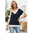 thumbnail image 5 of Ronuti Womens Blouses V Neck Short Sleeve Tops Spring Summer Business Casual Shirts Lightweight Sweaters, 5 of 9