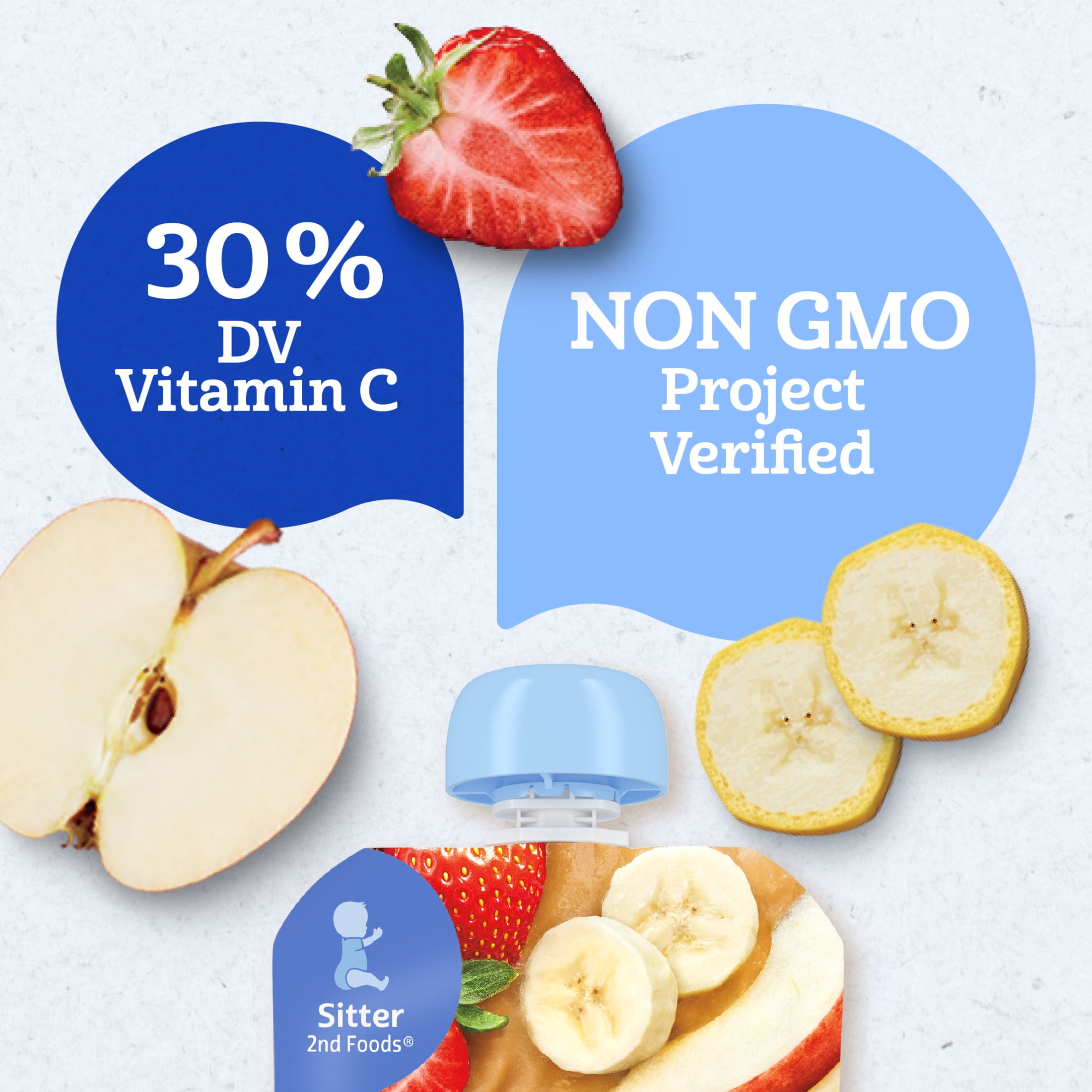 (3 pack) Gerber Stage 2 Baby Food, Apple Strawberry Banana Puree Pouch 3.5 oz